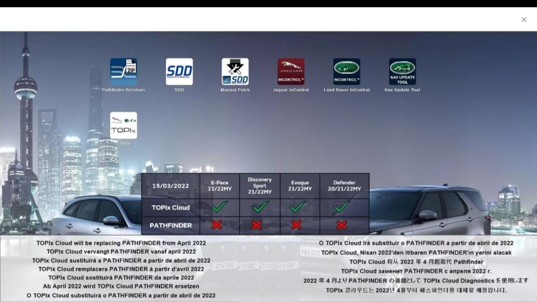 Jaguar Land Range Rover JLR Pathfinder and SDD Diagnostic Tool Kit & 256Gb SSD