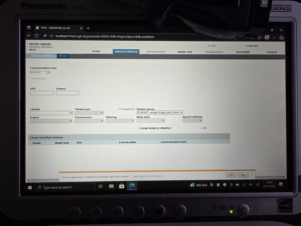 volvo vida/vdash diagnostic toughpad with cable